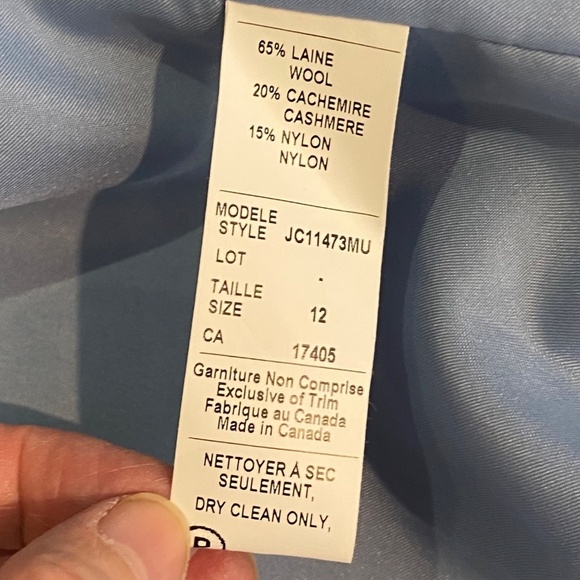 CONRAD C COLLECTION Powder Blue Wool Cashmere Zip Up Quiet Luxury Jacket 12 EUC - Picture 11 of 13